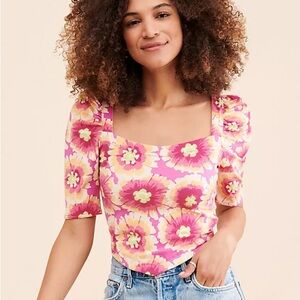 Free People Floral Pink spring Give Me More Large cropped Top